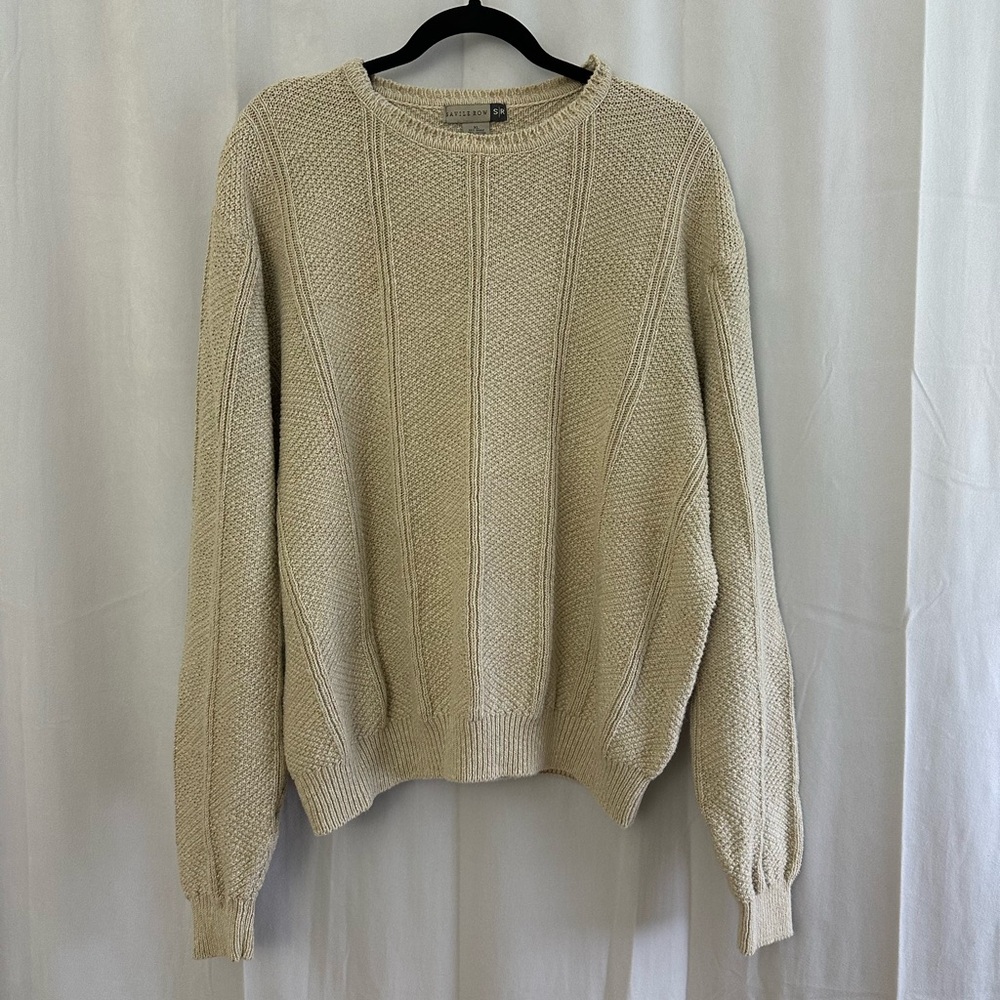 Vintage Savile Row Knit Beige Crewneck Sweater Mens Size XL